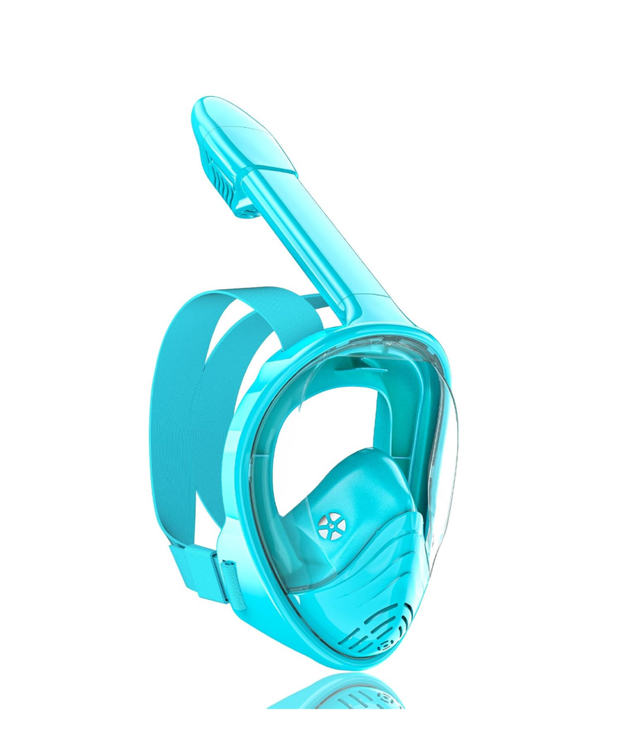 QingSong Kids Snorkel Mask Full Face, Snorkeling Set with Camera Mount, Foldable 180 Degree Panoramic View Snorkeling Gear Anti-Fog Anti-Leak