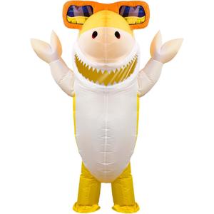 Foaincore Inflatable Shark Costumes for Adult Halloween Costumes Shark Air Blow up Costume Party (63-78.7 Inch, Yellow)