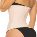 YIANNA Waist Trainer for Women Latex Underbust Tummy Control Waist Cincher Corset Hourglass Body Shaper Zipper and Hooks (Pink, L)