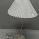 Small Pleated Table Lamp, Bedside Nightstand Lamp with Beige Lampshade, Morden Mini Lamp for Bedroom Home Office Decor, E12 Bulb Included