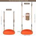 SELEWARE Plastic Swing Seat, Non Slip Tree Swing Replacement with Adjustable Rope and 2 Carabiners, Heavy Duty Playground Swing Set Accessories for Adult Kid Indoor Outdoor Backyard, Orange