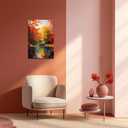 QIXIANG Autumn Canvas Wall Art Fall Lake Pictures Abstract Red Trees Forest Landscape Painting Prints Living Room Decor Framed (Autumn 1, 24.00" x 36.00")