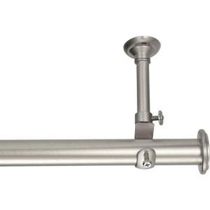 YunNephele Ceiling Curtain Rod 56-108 inch Nickel Brushed,Adjustable Metal Single Window Curtain Rods Set,1 inch diameter Hanging/Wall Mount Drapery Rod