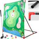 Golf Chipping Game with Stand - 54"x 54" Golf Target Backyard Game Set Includes 24 Sticky Balls, 2 Clubs, 2 Hitting Mats, Portable Golf Game for Chipping Practice for Dads Golfers