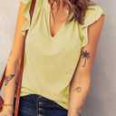 Dokotoo Womens Short Sleeve Tank Tops Trendy Summer Sping Cap Sleeve Tops for Women Basic Cute V Neck Solid Sleeveless T Shirts 2026 Dressy Casual Loose Blouses Shirts Yellow (Yellow, XXL)