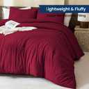 Paxrac Burgundy California King Comforter Set, 3 Pieces Lightweight Solid Bedding Set, Soft Fluffy Comforter, All Season Cal King Bed Set (104"x96" Comforter & 2 Pillowcases)