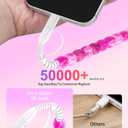 3 x SAMONPOW USB C Cable for iPhone Charger Cord 60W 2 in 1 Multi Fast Charging Cable 3.3FT Cute Beaded Phone Charger USB A to Type C/iOS Cord for iPhone 17 16 15 14 Pro Max/iPad A16/Galaxy S25 24 Pink (Red)