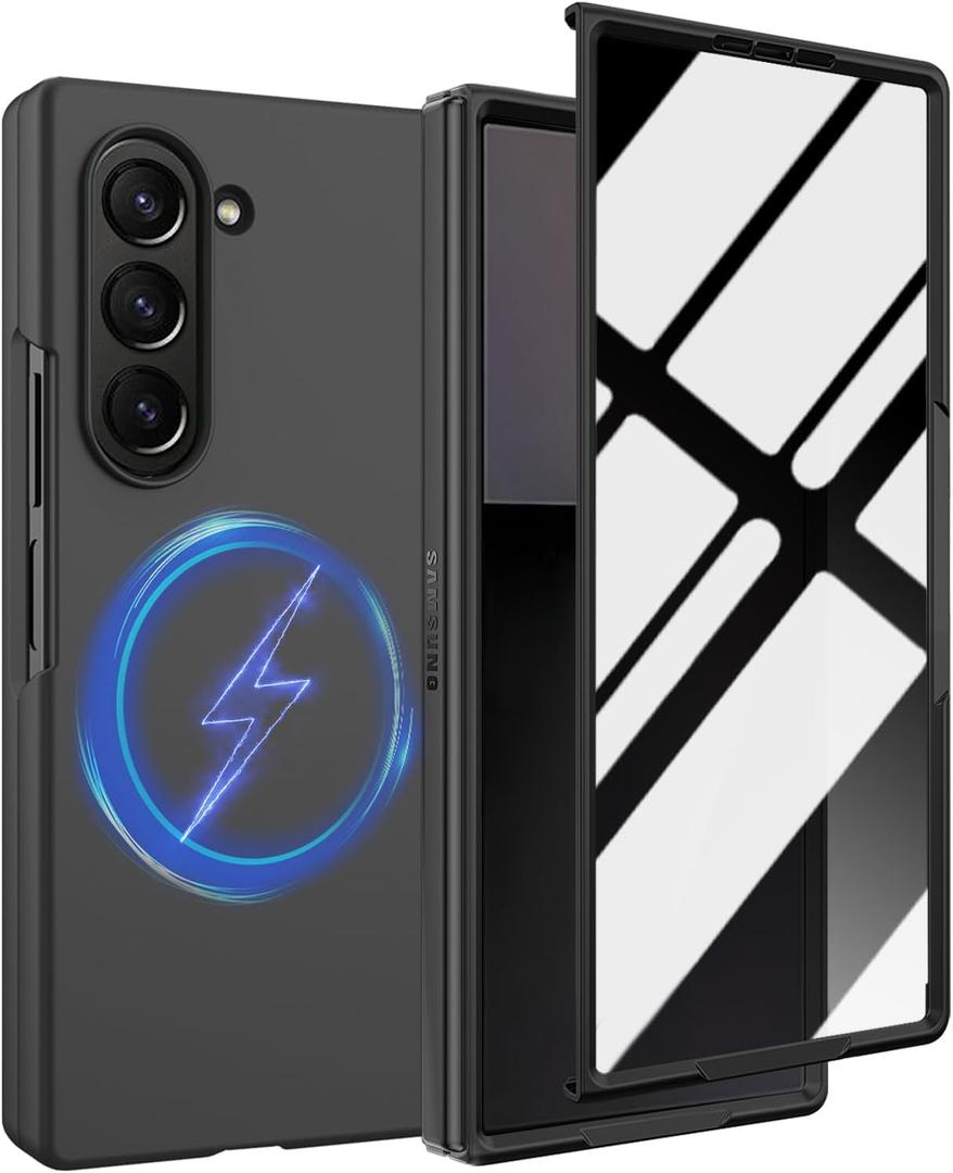For Galaxy Z Fold 7 Magnetic Case with Privacy Screen Protector, Z Fold 7 Compatible with MagSafe,Slim Hard PC Full Body Cover Shockproof Protective Case for Samsung Galaxy Z Fold 7 5G,Black