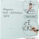 Magnetic Glass Dry Erase Board - White Board 48 x 36 Inches Wall Mounted Glass Whiteboard, Large Frameless Glass White Board for Wall Office, Home & School, White
