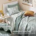 Comfort Spaces Boho Quilt Set Twin Reversible Vermicelli Quilting Twin Size Bed, All Season, Lightweight, Coverlet Winter Layer Bedding, Shams, Gloria, Twin/Twin XL Green 2 Piece