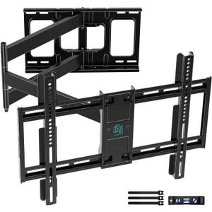 HCMOUNTING 43 Long Arm TV Wall Mount for Most 42-80 Inch TVs, Extra Long Extension Full Motion Articulating Dual Arms TV Bracket with Tilt, Swivel, Holds up to 110 lbs, Max VESA 600x400mm