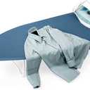 12" x 30" Small Ironing Board Top with Heat Resistant Cover, Compact Mini Ironing Board with Metal Mesh Frame for Dorm, Apartment or Travel with Hanging Hooks, Iron Board, Iron Table Stand, Pure Blue
