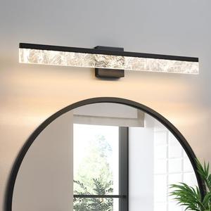 AIJIASI Modern Vanity Lights for Bathroom, 32 Inch Black Bathroom Light Fixtures Over Mirror, 24W Dimmable LED Vanity Lighting Fixtures for Bath Mirror Restroom Bedroom 3000K