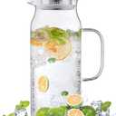 Bivvclaz 2 Liter 68 oz Glass Pitcher with Lid and Handle, Glass Carafe for Hot/ Cold Water, Large Iced Tea Pitcher for Coffee, Juice and Homemade Beverage