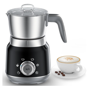 6in1 Electric Milk Frother and Steamer with Detachable Cups, Automatic Cold and Warm Foam Maker for Lattes/Cappuccinos/Hot Chocolate, Dishwasher Safe Black