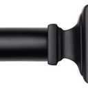 Black Curtain Rod for Windows-EUPLAR 1 Inch Single Curtain Rod with Decorative Square Finials, 36-72 Inch Adjustable Window Curtain Rods for Living Room, Kitchen