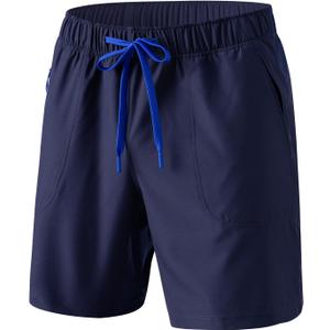 Separatec Mens Workout Shorts - 7 Inch Lightweight Breathable Quick Dry Gym Running Shorts for Men with Zipper Pockets (Blue, XL)