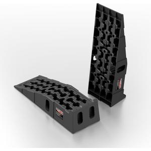 Heavy-Duty Vehicle Service Ramps - 1 Pair Professional Auto Maintenance Lifts for Trucks & SUVs, High-Lift Tire Ramps for Underbody Oil Change, Integrated Support for Jack Stands