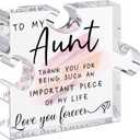LukieJac Aunt Gifts - Unique Acrylic Puzzle-Shaped Plaque Desk Decoration for Aunt's Birthday, Christmas, Wedding, Mother's Day