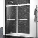 Shower Door,56-60" W x 76" H Frameless Shower Door, Double Sliding Glass with 3/8" (10mm) Clear SGCC Tempered, Roller Disc System, 304 Stainless Steel. (Brushed Nickel, 56-60" Wx76 H Double Sliding)