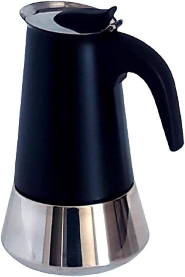 Stove Top Espresso Maker , Stainless Steel Moka Coffee Pot , Classic Stove Top Coffee Maker , Percolator Coffee Pot for Mocha, Latte, Cappuccino and more , Portable Coffee Pot Black (6-Cups/300ML)