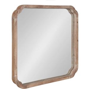 Kate and Laurel Marston Rustic Square Wall Mirror, 24" x 24", Natural Wood, Decorative Farmhouse-Inspired Wood Wall Decor