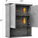 6 x VANIRROR Bathroom Wall Cabinet Over Toilet Storage Cabinets 25x30 in Above Toilet Wood Medicine Cabinets for Bathroom Wall Mounted Cabinet with 2 Door & Adjustable Shelf Texture Grey