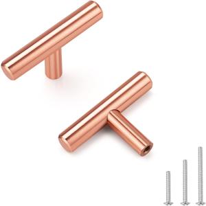 15 Pack Rose Gold Cabinet Handles and Knobs - Single Hole Solid Stainless Steel Kitchen Cabinet Hardware Pulls for Drawers, Dressers & Cabinets - Modern Cabinet Door Handles