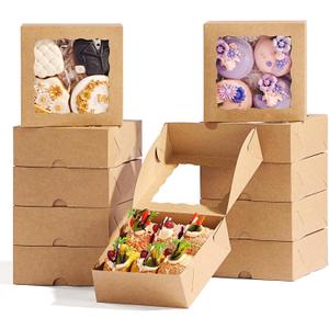 100 Pcs 5x5x2 Inch Truffle Boxes Pastry Gift Boxes Bakery Boxes Cookies Soap Box Chocolate Covered Strawberries Boxes Browine Cake Treat Box for Party Favors
