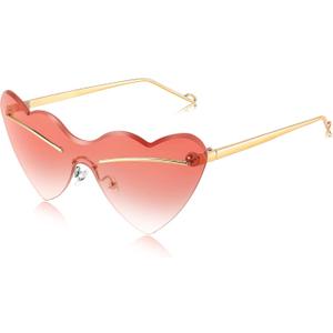 FEISEDY Heart Shaped Sunglasses, Fashion Love Eyeglasses for Women UV400, Cutting Lens Sun Glasses B4130 (Pink)