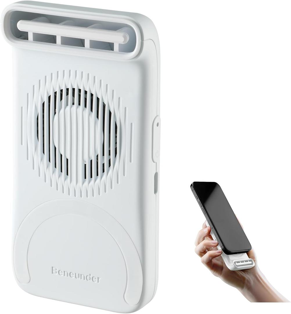 BENEUNDER Portable Handheld Fan, Magsafe Compatible Mini Small Hand Personal Fan with Magnetic Ring for All Device, 7000RPM Turbo Cooling, 4-Speed, Ultra-Lightweight for Gaming, Travel & Outdoor (White)