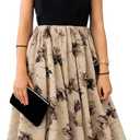 Seechoslo New 8-14Years Girls Elegant Dress Short Sleeve A-Line Floral Midi Party Special Occasion (US, Age, 12 Years, Black)
