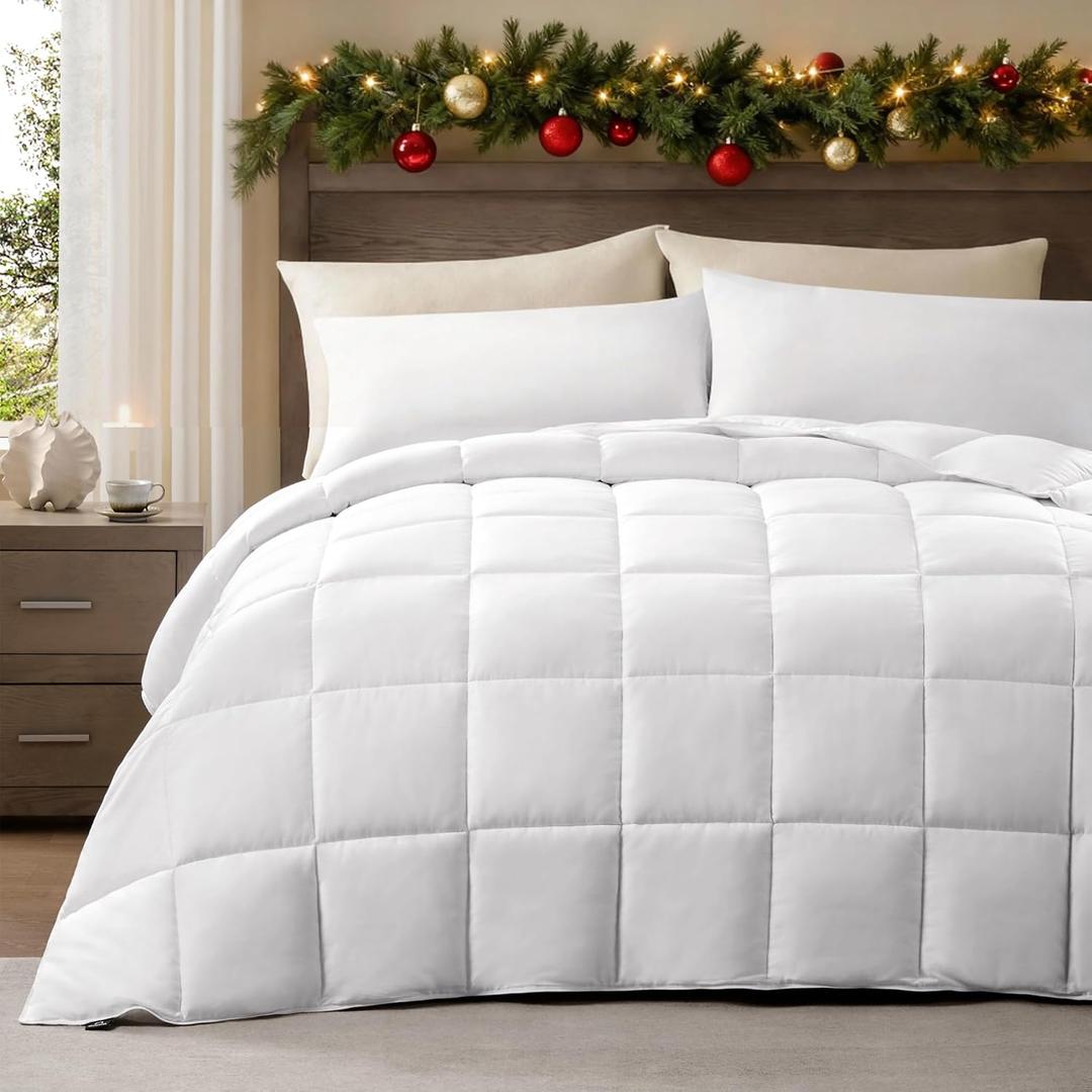 ACCURATEX Lightweight Duvet Insert King Size - 100% Cotton Shell, 250GSM Filling, Summer Down Alternative Comforter,Ultra-Soft & Breathable, Thin Duvet Insert with 8 Tabs, Machine Washable 104x90 (White)