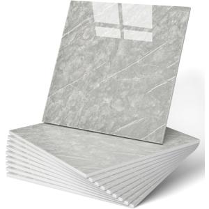 WADILE 20pcs Peel and Stick Tile Shower Waterproof Marble Tiles Wall Panels, 11.8"x11.8" Self-Adhesive Backsplash Tile, PVC Wall Panels Shower Tiles for Home Bathroom, Kitchen, Living Room Light Grey