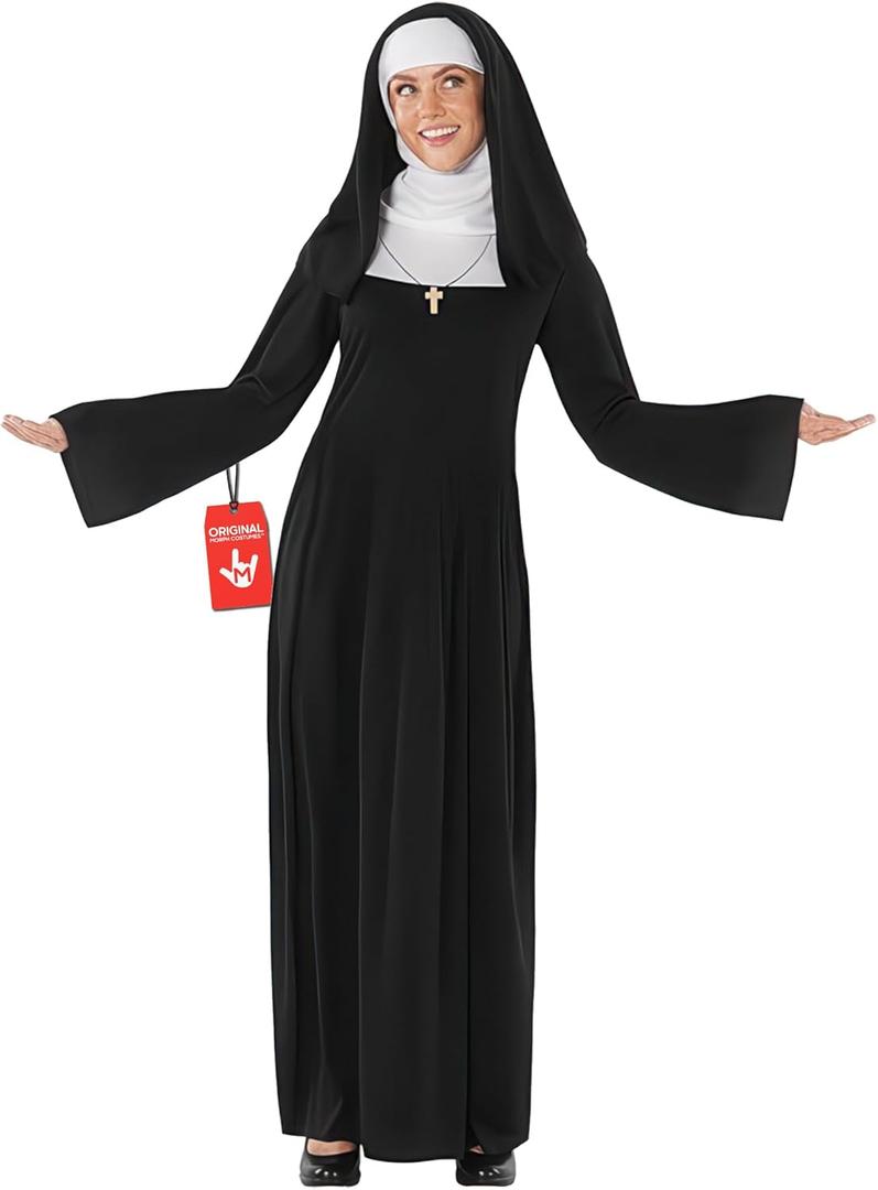 fun shack Nun Costume Woman, Nun Outfit, Womens Nun Costume, Womens Halloween Costumes, Women Halloween Costume (Large, Black)