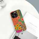Case for iPhone 16 Pro Max - Slim Fit Anti-Scratch Phone Case for Girl Women - Groovy Colorful Geometric Flower 70s (Frosted)
