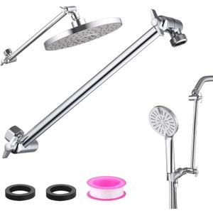 12-Inch Shower Head Extension Arm, Adjustable Shower Extension Arm, Stainless Steel Shower Arm Extender, Compatible with G1/2 Universal Connector, Chrome