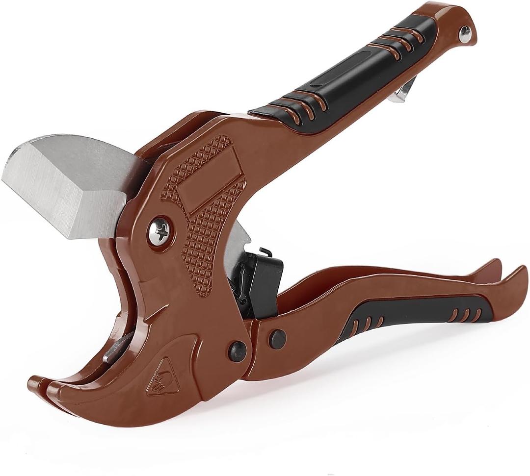 Bates- PVC Pipe Cutter, Cuts up to 1-5/8", Brown Ratcheting PVC Pipe Cutter Tool, Pipe Cutters PVC Pipe Shears, Plastic Pipe Cutter, PEX Pipe Cutter, PVC Cutter Tool, PVC Ratchet Cutter