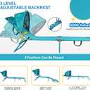 Colorsoul Tanning Chair with Sun Canopy,Adjustable 4-Position Beach Lounge Chair for Adults,Heavy Duty Folding Outdoor Lounge Chair,for Patio Poolside Sunbathing,UPF 50+,300 LBS,Blue, 79 inches x 22 inches x 10.26 inches