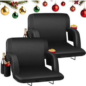 HOPERAN Stadium Seats for Bleachers with Back Support, Half-fold Portable Bleacher Chairs with Back and Cushion, 600D Waterproof Reclining Extra Wide Bleacher Seat for Outdoor Sports, 25"