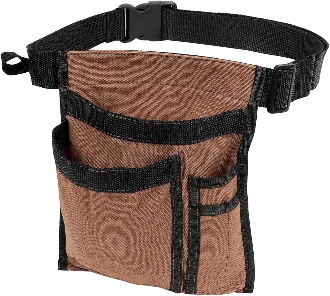 5-Pocket Tool Belt for Men, Durable Canvas Construction, Adjustable Belt, Utility Pouch for Husband, Dad, Son, and Handyman (Brown)
