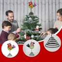 3Pcs Christmas Tree Topper Red Funny Cardinal Bird Glass Tree Topper Christmas Tree Outdoor Decor for Xmas Holiday New Year Home Decoration