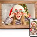 Frameo 10.1" Digital Picture Frame with 32GB Memory WiFi Electronic Photo Frame Wood 1280 x 800 IPS Touch Screen Auto-Rotate Slideshow Wall Mountable Share Photos/Video Remotely Anywhere
