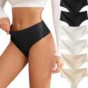 Thongs for Womens High Waisted Seamless for Women Underwear Sexy Breathable Panties 6 Pack (Large)