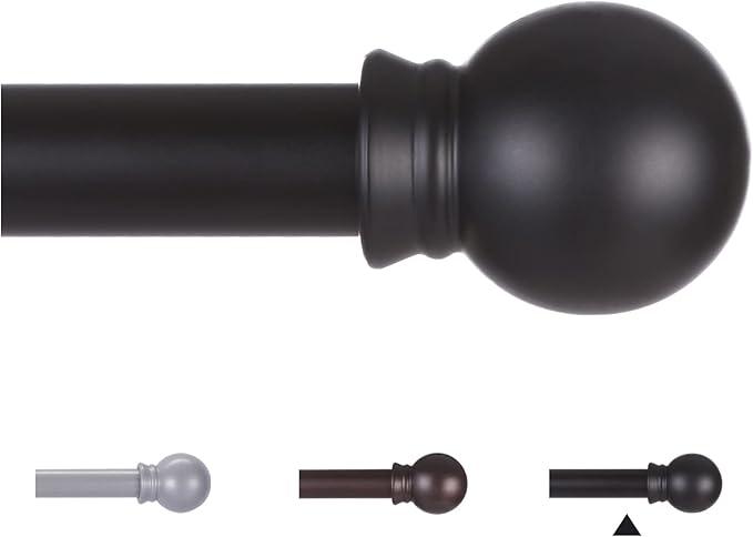 Thestoa Curtain Rods for Windows 48 to 8492 inch, 5/8" Matte Black Curtain Rod, Stainless Steel Small Curtain Rods for Bedroom, Living Room,Kitchen,Farmhouse, Outdoor Curtain rod Black