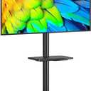 Rfiver Swivel Floor TV Stand with Mount for 32-60 Inch TVs up to 88lbs, Height Adjustable TV Mount with Wood Base & Shelf, Space-Saving Design Tall TV Stands for Living Room, Bedroom, Corner