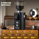 Commercial Coffee Grinder Heavy Duty, 64mm Flat Burrs Button Control, Black | 8 Precise Grind Settings, Stainless Steel, Anti-Static, 35oz Hopper, 400W Heavy-Duty Motor, Low Noise, Home & Business Use