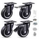 4 Inch Caster Wheels Set of 4 Heavy Duty - Total Enclosure Dust Cover & Dual Locking - Silent Industrial Rubber Swivel Casters for Workbench, Tool Box & Cart (Hardware Included)