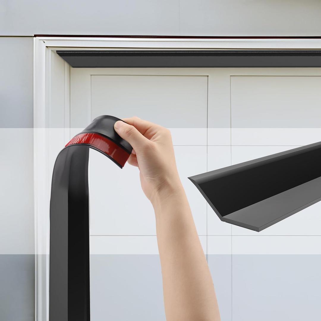 Garage Door Seal Top and Sides - 36 Ft Garage Door Weather Stripping Side Seal, Heavy Duty Weatherproof TPE, Insulates, Prevents Drafts, Easy Installation for Homeowners and DIYers (Black)