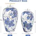 Blue and White Ceramic Vase for Home Decor Hand-Painted Porcelain Flower Vase with Gold Accents Chinoiserie-Inspired Home Decor Vase 11" for Table, Shelf, or Mantel